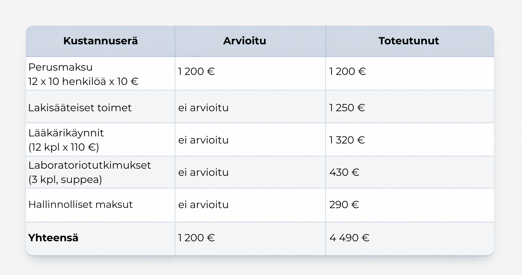 Kustannusten jakautuminen | Täsmä Työterveys-1